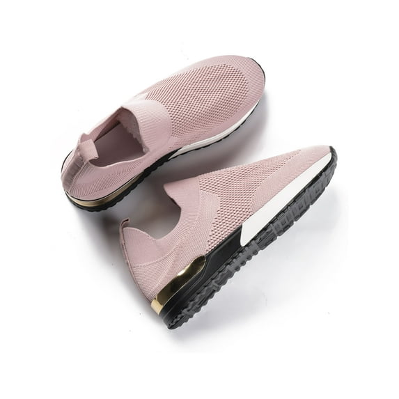 Frontwalk Womens Sneakers Breathable Flats Comfort Sock Sneaker Outdoor Fashion Walking Shoe Women Slip On Pink 7.5