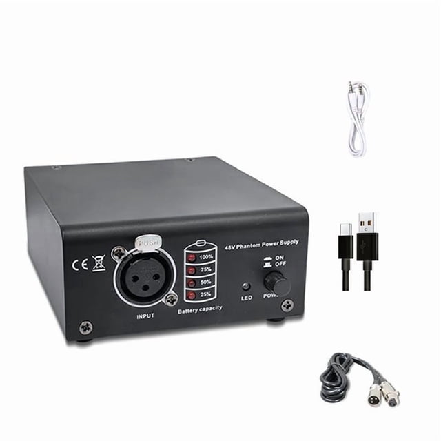 Cable de Micrófono con Fuente de Alimentación Fantasma de 48 V para Cualquier Micrófono de Condensador y Equipo de Grabación de Música con Cable de 3,5 mm.
