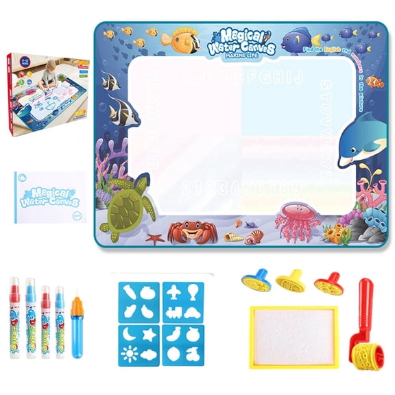 Magical Water Canvas, Magical Water Canvas for Kids, Water Doodle Mat,Reusable Painting Writing Doodle Board, Birthday Christmas Gifts for 3 4 5 6 7 8 Years Old Boys Girls