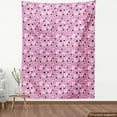 thumbnail image 3 of Flower Fabric by the Yard, Silhouette Spring Petals Scattered on Pinkish Backdrop Retro Inspirations, Decorative Upholstery Fabric for Chairs & Home Accents, Pink White and Black by Ambesonne, 3 of 4