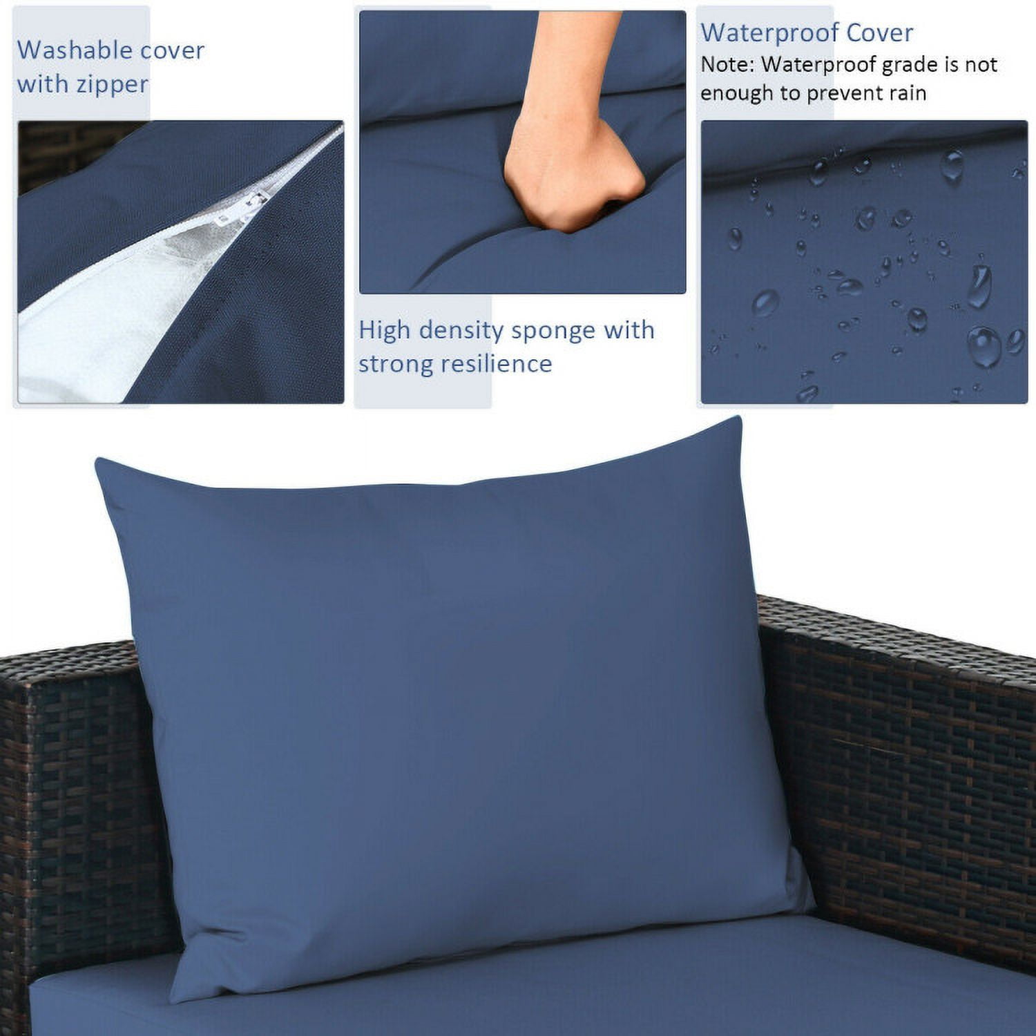 Aimee Lii 5 Pieces Patio Rattan Sectional Furniture Set with Cushions and Coffee Table, Outdoor Deck Furniture, Navy Aimee Lii 5 Pieces Patio Rattan Sectional Furniture Set with Cushions and Coffee Table, Outdoor Deck Furniture, Navy