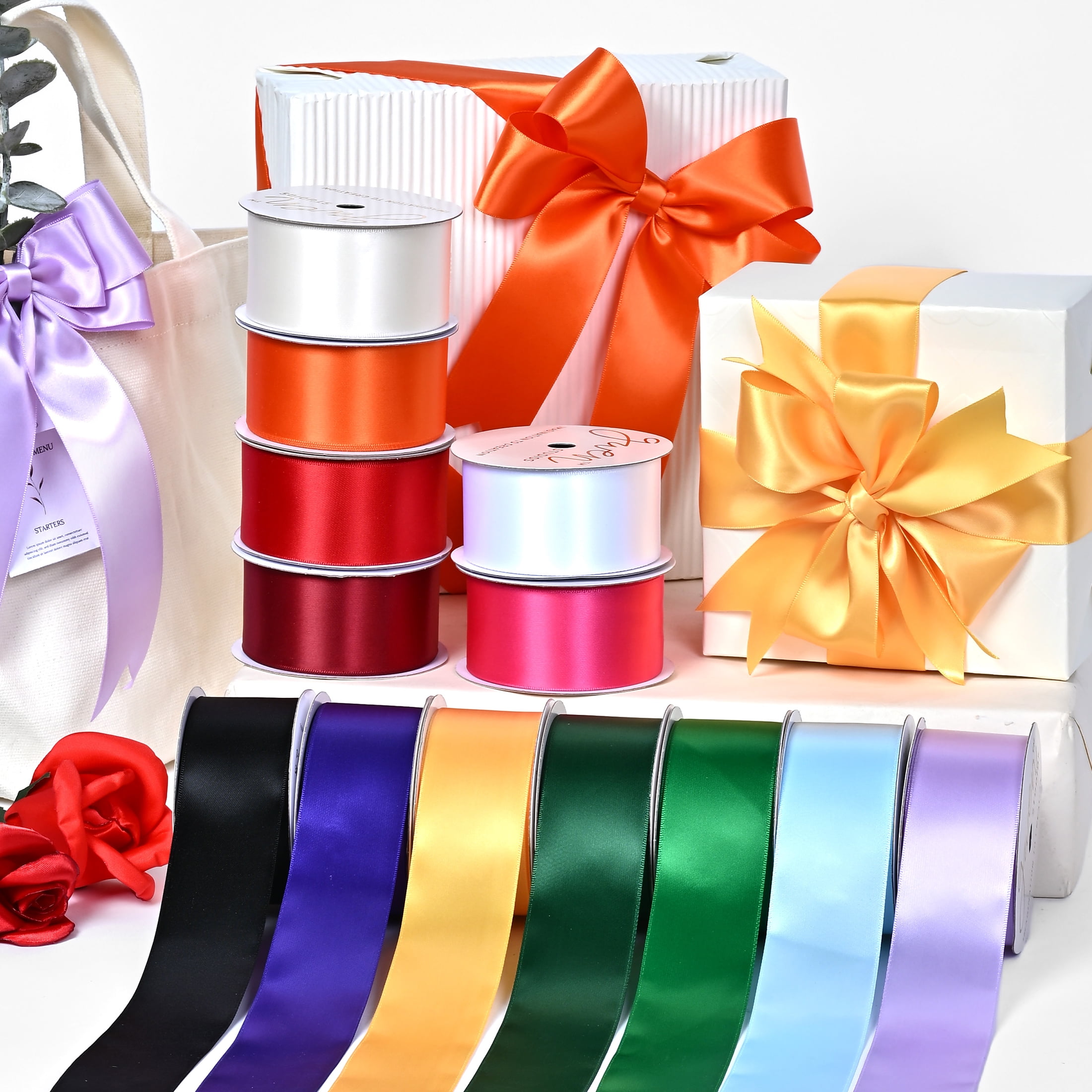 Gwen Studios 1.5" White Satin Ribbon, 7 Yards