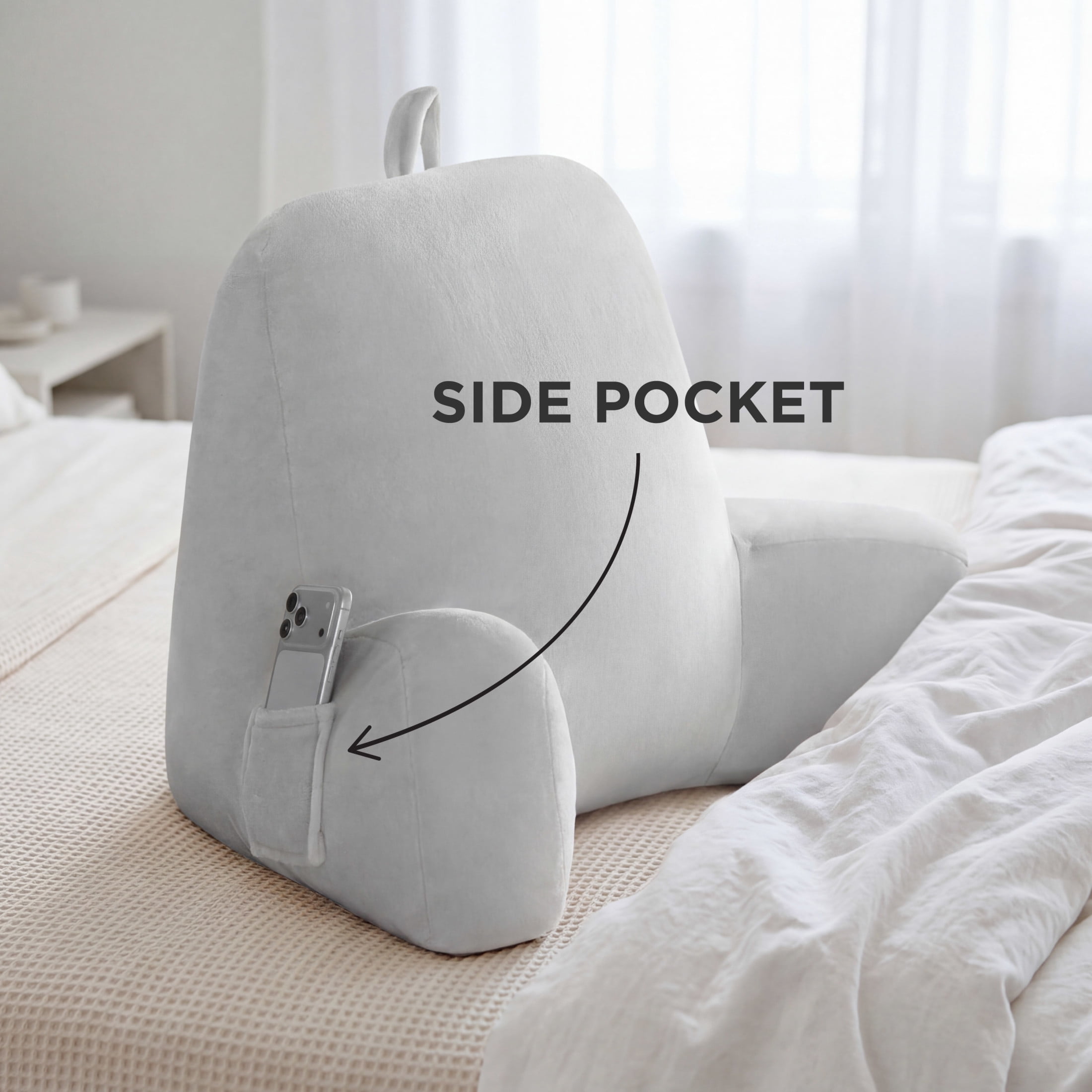 The Sheet Lab Plush Backrest Pillow, Gray, 29" x 24.5" x 10.5"
