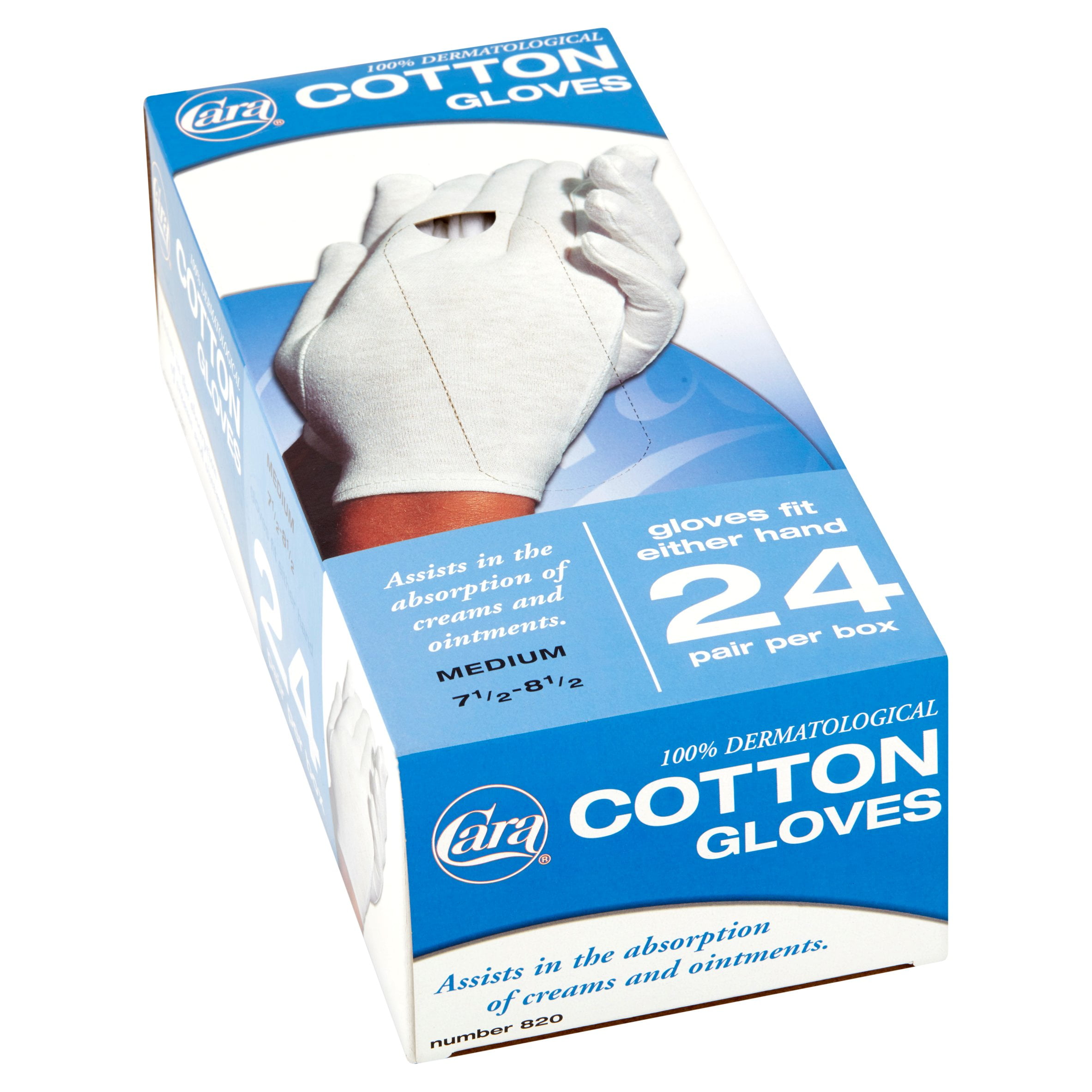 Cara Disposable Cotton Therapy Gloves, 24 Pair - Medium