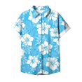 thumbnail image 5 of Vivianyo HD Women's Tops Plus Size Clearance Summer Short Sleeve Button V-Neck Vacation Shirt Fashion Regular Casual Hawaiian Elements Printed Lapel Button-Down All-Match Shirt, 5 of 5