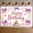 thumbnail image 3 of Blue Theme Banner Floral Design Party Backdrop Cake Pattern Gold Accents Celebration Backdrop for Birthday Party Indoor Decor Party Photography, 3 of 9