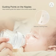 Gulicola Natural Glass Baby Bottle for Breastfeeding, Wide Neck with Slow Flow Nipple, 1 Months+, 5 oz, 2 Pack - White