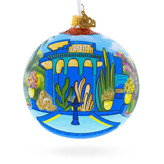 Jardin Majorelle, Marrakesh, Morocco Glass Ball Christmas Ornament 4 Inches