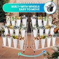 thumbnail image 5 of Flower Display Shelf 3 Layers,43.7 Inch Tall Metal Plant Stand with 12 White Round Buckets,Moving Florist Bouquet Shelf with 4 Wheels,for Terrace Garden,Living Room,Florist Shop, 5 of 8