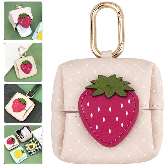 COMPUKAS Lightweight Earbuds Case with Cute Fruit Design and Hook, Portable Carry Pouch for Travel and Earphone Storage