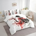 thumbnail image 3 of Manfei Geisha Girls Twin Bedding Sets 7pcs, Traditional Japanese Style Bedding Comforter Set, Red Plum Blossom Sheet Sets, Luxury Bedroom Decor, 3 of 8