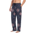 thumbnail image 2 of FORMRS Mens Pajama Pants with Pockets Cotton Sleepwear Lounge Bottoms Sizes S-2XL, Red and White Fireworks Pattern, 2 of 7