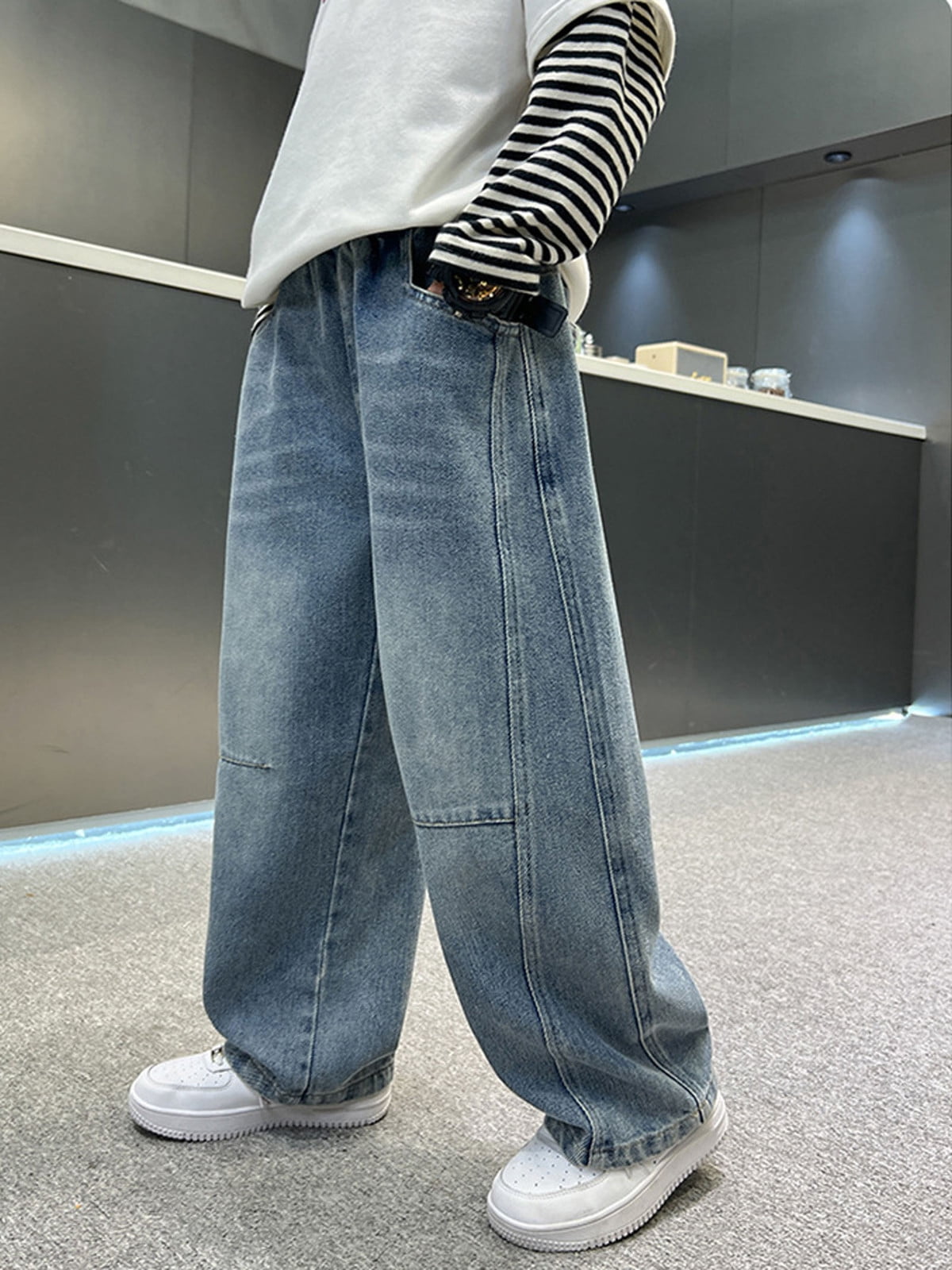 パンツ d&g straight jeans hedi boy 30 SUYIDA Relaxed Denim Jeans Boys 2025 Baggy Jeans Straight Leg