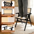 thumbnail image 5 of Folding Dining Chairs Set Of 2, Bamboo Folding Chair With Rattan Backrest & Seat, Sturdy Rubber Bamboo Frame, Arm Accent Chairs For Living Room, Kitchen, Wedding Party, No Assembly | Black Color, 5 of 9