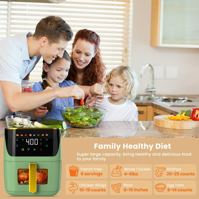Newest Air Fryer Large 8.5 QT, Green, 8 in 1 Touch Screen, Visible