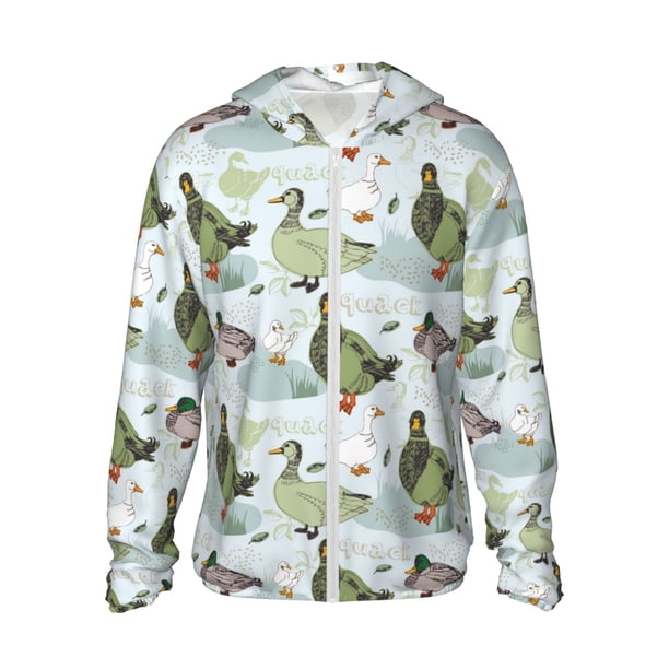 Fotbe Mallard Ducks Wild Birds Chaqueta con Protección Solar UPF 50+ para Hombre y Mujer, Camisa con Capucha y Bolsillos-X-Large