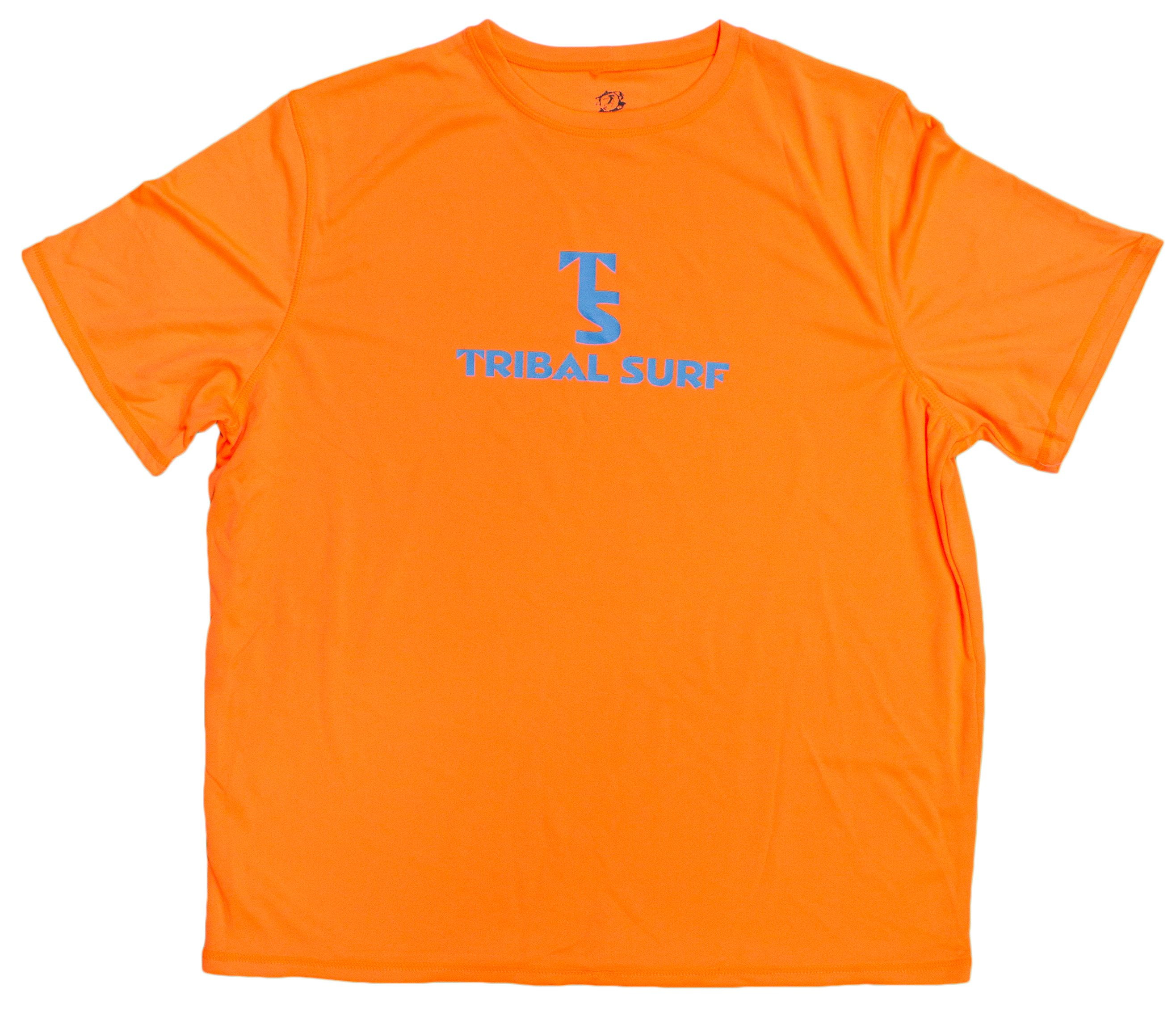 Tribal Surf Men's Short Sleeve Loosefit Fast Dry Rash Guard (Orange