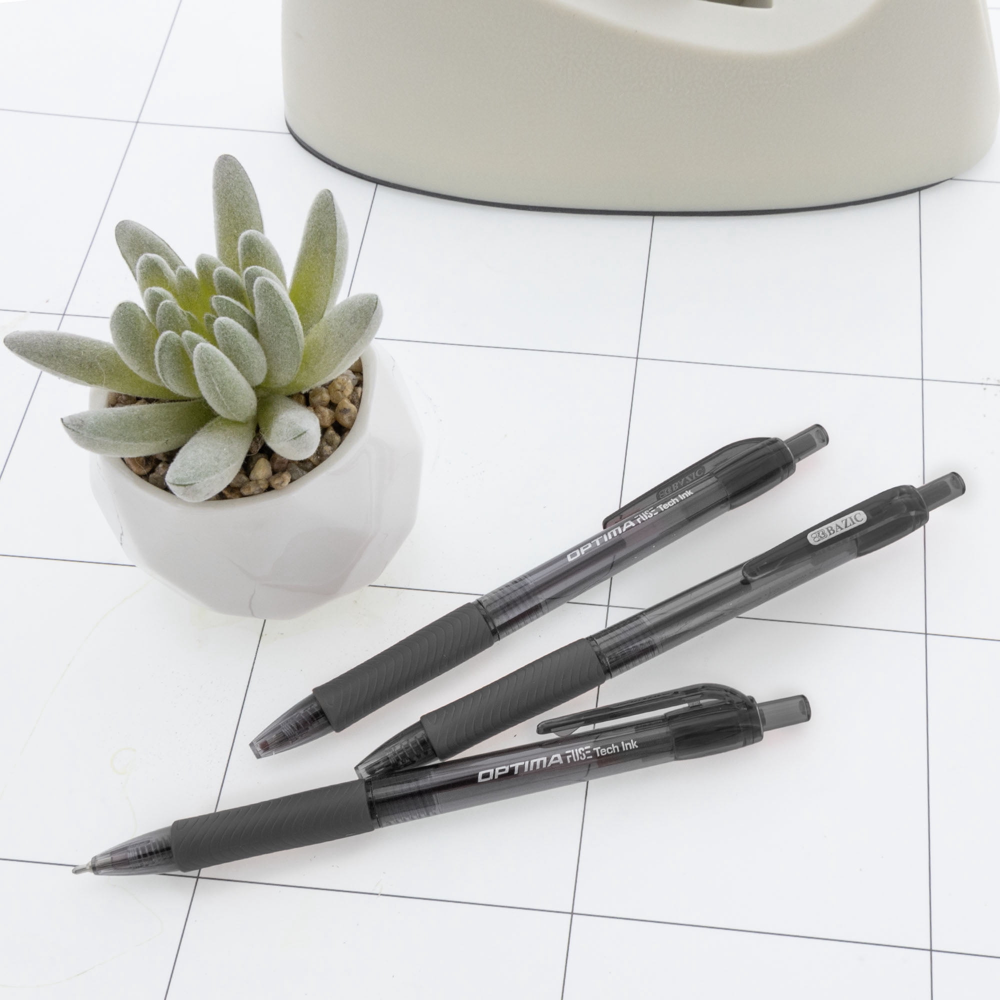 BAZIC Optima Black Oil Gel Ink Retractable Pen , 0.7 mm, (3/Pack), 1-Pack