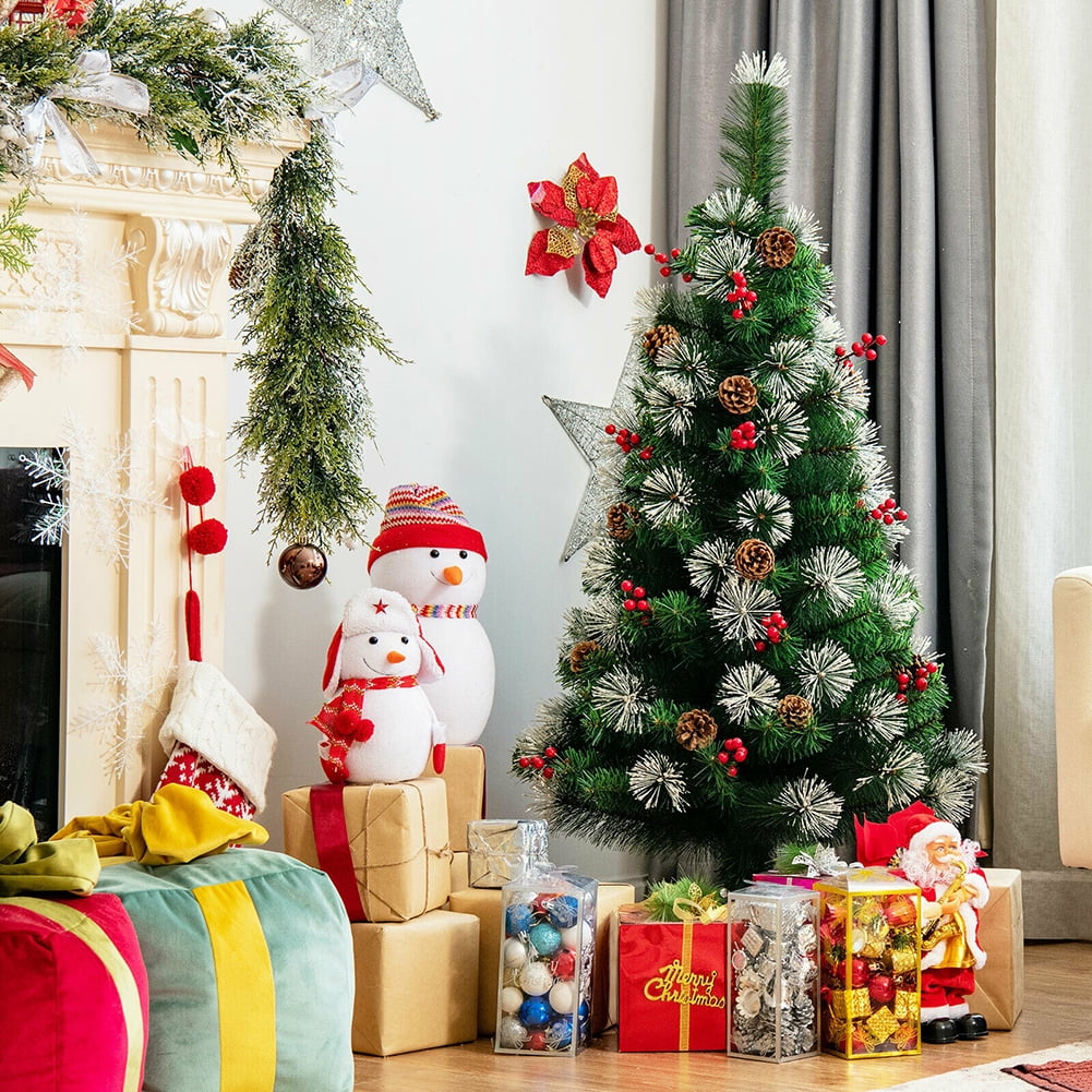 Kepooman 4ft Artificial Christmas Tree Holiday, Christmas Pine Tree for Home, Office, Party Decoration with Pine Cones and Red Berries, Red and Green Kepooman 4ft Artificial Christmas Tree Holiday, Christmas Pine Tree for Home, Office, Party Decoration with Pine Cones and Red Berries, Red and Green
