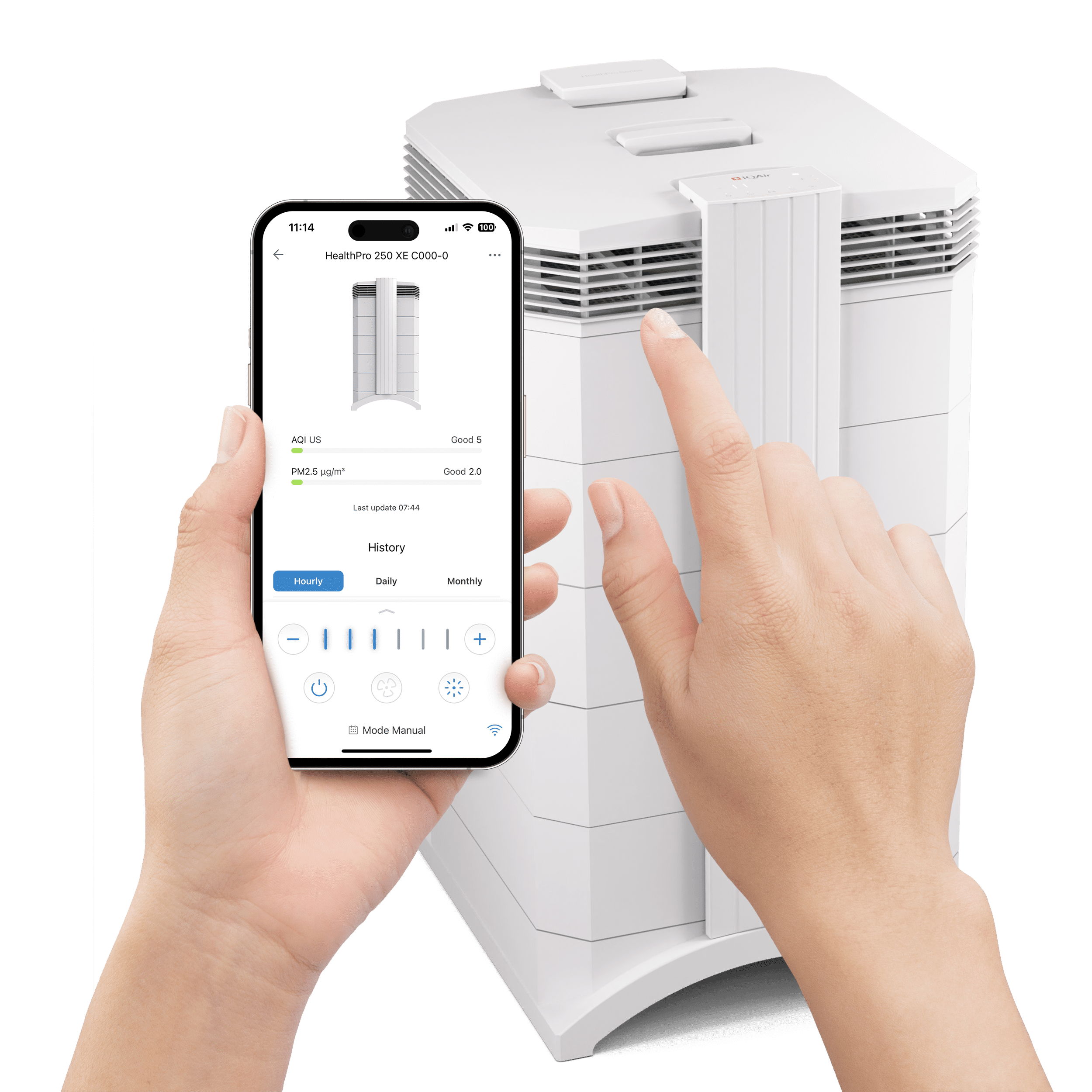 IQAir HealthPro Plus XE Air Purifier - Smart HyperHEPA Filtration for Large Rooms up to 1125 sq ft - Smoke, Dust, Pet Dander, Swiss Made, WiFi Enabled