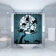 thumbnail image 2 of Halloween Shower Curtain Black Cat Dead Tree Full Moon Blue Teal Witchy Spooky Happy Halloween Gothic Night 84" Wx72 H Bathroom Decor Curtain with Hooks, 2 of 4