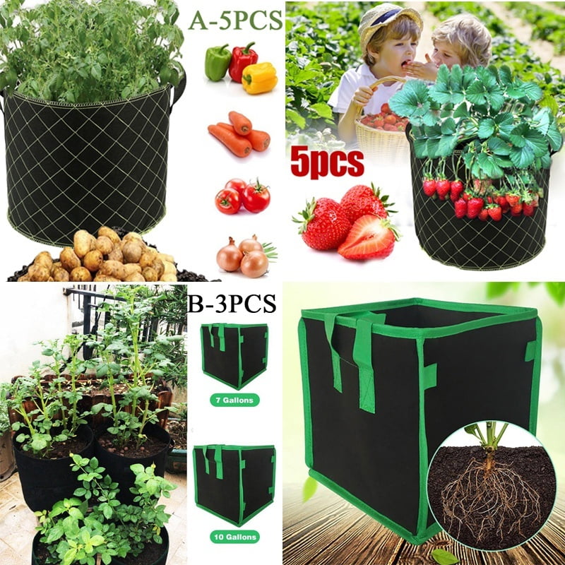 3/5Pcs 7/10Gallon Eco-friendly Garden Grow Bags Aeration Fabric Pots ...