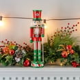 thumbnail image 3 of Ornativity Wooden Peppermint Christmas Nutcracker - Red, White and Green Glitter Candy Themed Holiday Nut Cracker Doll Figure Toy Soldier Decorations, 3 of 8
