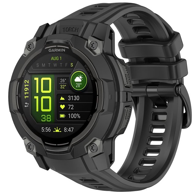 GadgetCom Replacement Strap Compatible with Garmin Instinct 3 45mm 22mm , Silicone Watch Band Sport Workout Strap