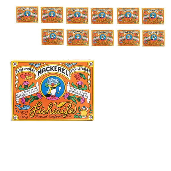 Fishwife Tinned Seafood Co Slow Smoked Mackerel With Chili Flakes, 3.7 oz, 12 Pack