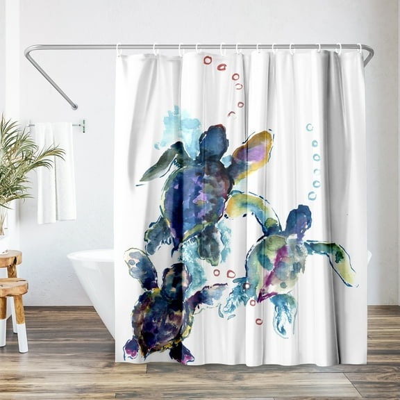 Americanflat 71" x 74" Shower Curtain, Baby Sea Turtles 3 by Suren Nersisyan