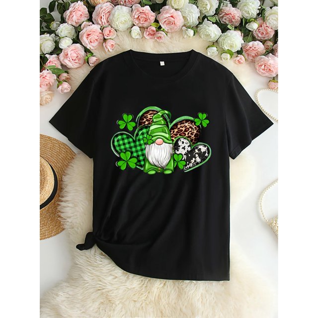 Camiseta estampada de manga corta y cuello redondo para el Día de San Patricio, tallas grandes (1-8XL), camisetas informales