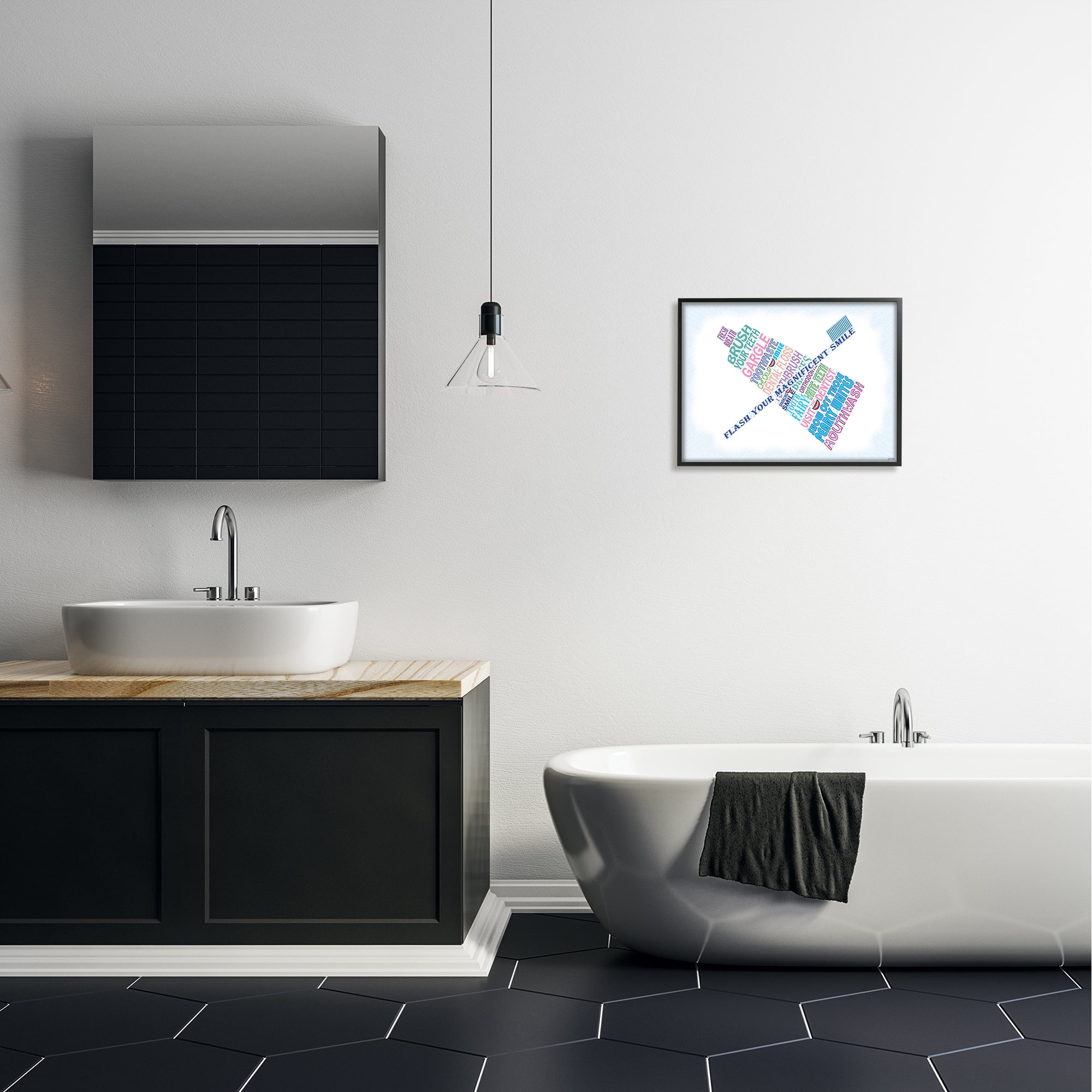 The Stupell Home Decor Collection Flash Your Smile Typography Bathroom Framed Texturized Art