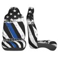 thumbnail image 4 of KAKALAD American Flag With Thin Blue Line Car Seat Covers Set Vehicle Front Seats Protector 2 Pcs, 4 of 9