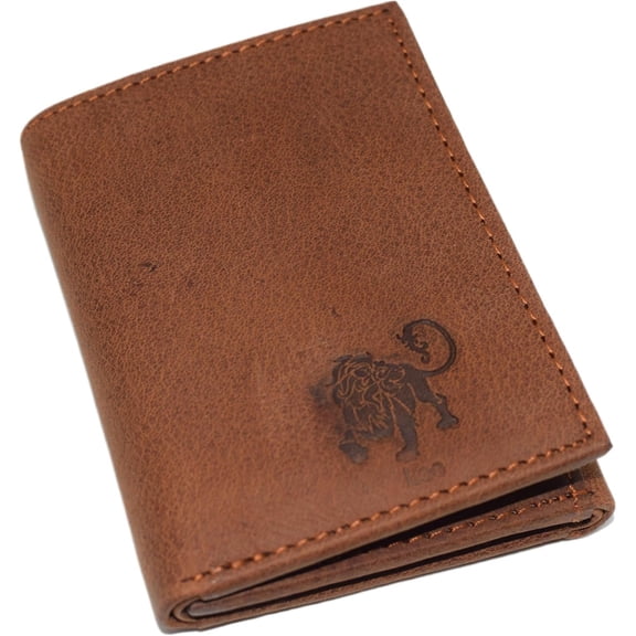 Leo Zodiac Sign RFID Blocking Cowhide Leather Men's Bifold Trifold Wallet Logo Trifold
