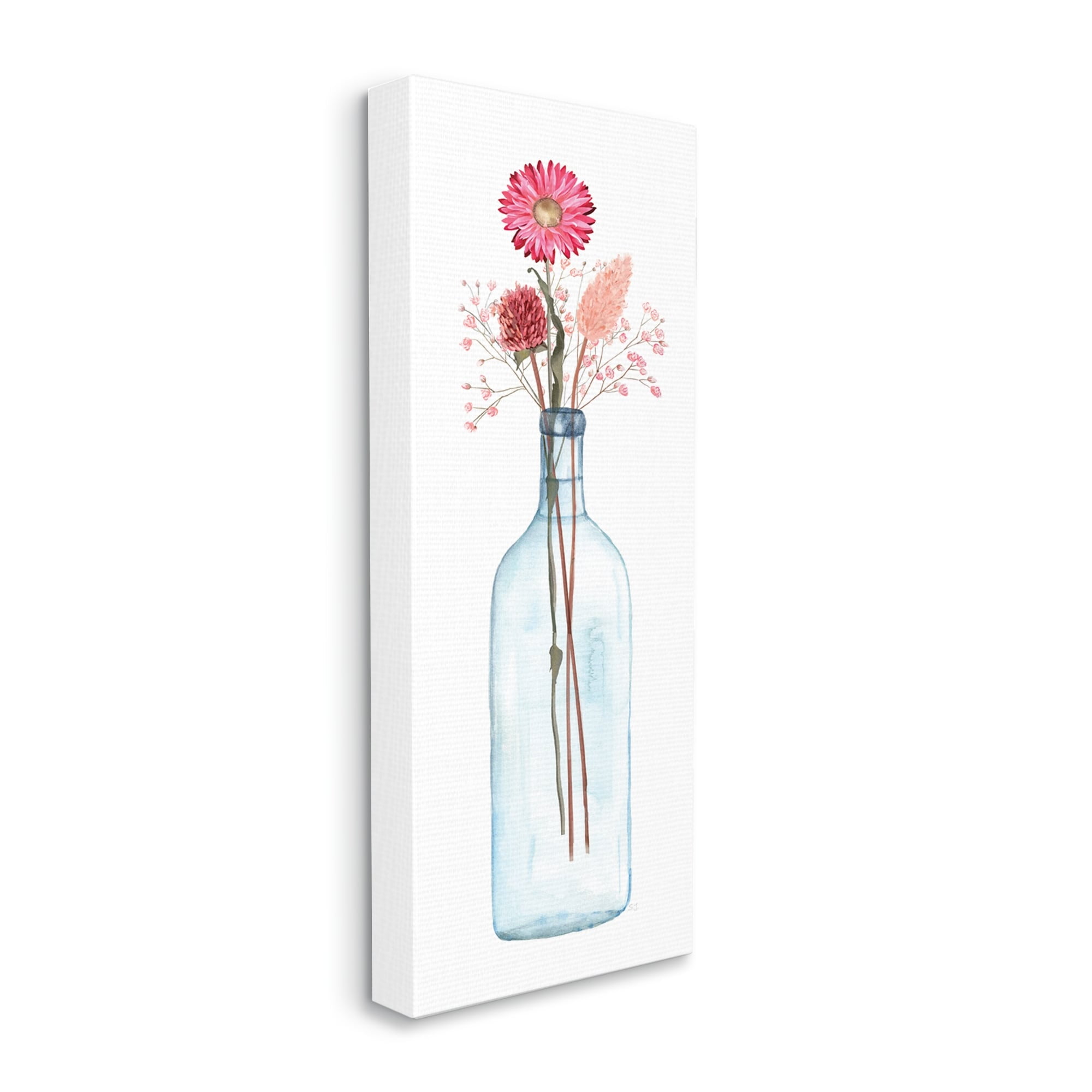 Stupell Industries Minimalistic Aster Flower Arrangement Glass Jar Simple Design Rustic Painting Gallery-Wrapped Canvas Print Wall Art, 20 x 48, Design by Susan Jill
