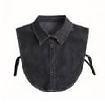 thumbnail image 4 of Women's Detachable Denim False Collar, Button Down Shirt Collar Dickey with Ties, Layering Accessory for Sweaters, Dresses, Fashion Hack to Upgrade Outfits-Black, 4 of 10
