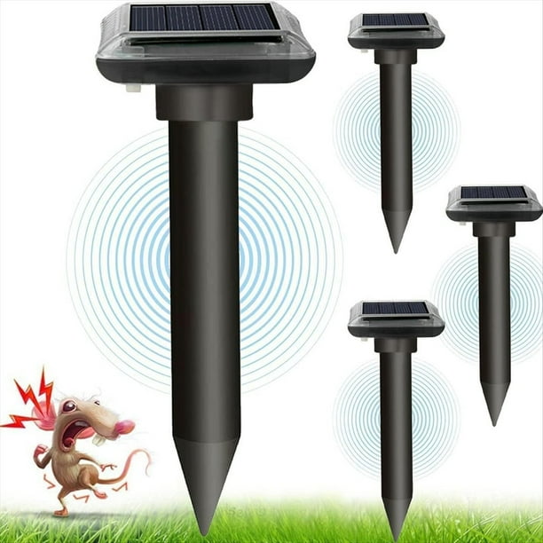Repelente Solar de , Repelente de Ratones Ultrasónico y con Energía Solar, Impermeable para Césped, Patio y Jardín, 4 Piezas