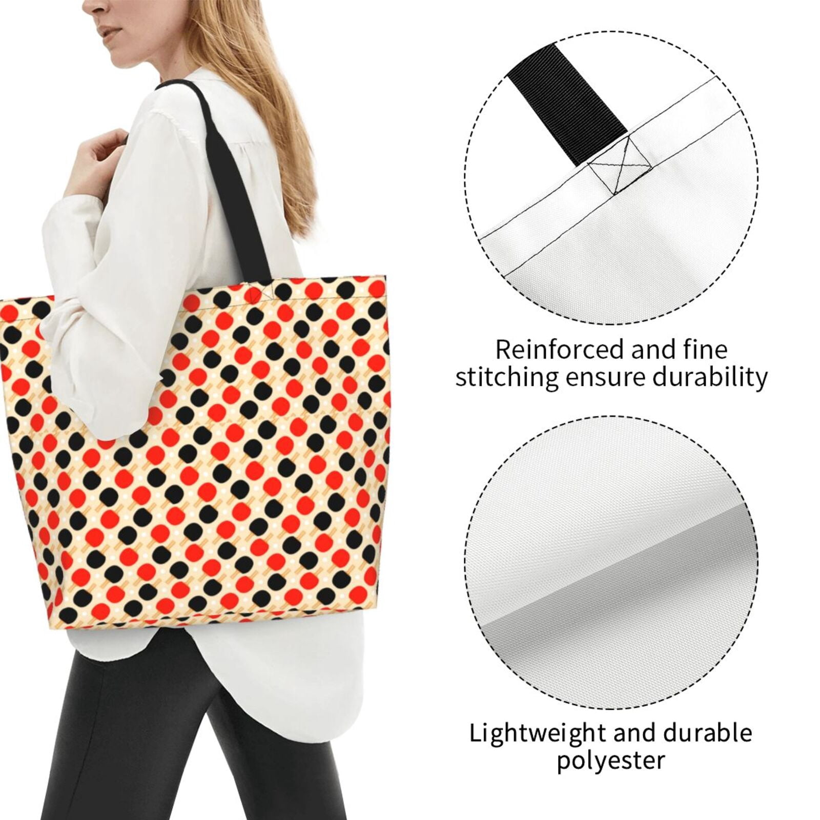 Rateoe Table Tennis Rackets Tote Bag - Waterproof Lightweight Handbags Travel Shoulder Bag for Hiking Yoga Gym Swimming Travel Beach