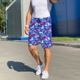 thumbnail image 6 of Gaeub blue Skull purple flower Print Men's Short Pajama Pants, Sleep Shorts, Household Pants, Casual Pants with Pockets-Small, 6 of 6