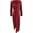 thumbnail image 3 of LAICAIW Robe Élégante pour Femmes à Col en V Fendu Soirée Manches Longues Formelle, 3 of 6