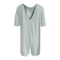 thumbnail image 4 of YFELWZ Womens Plus Size Jumpsuits V Neck Casual Short Sleeve Romper Tee Rompers Athletic Workout Reversible Overalls With Pockets Light Gray M, 4 of 5