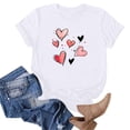 thumbnail image 5 of Camiseta de Manga Corta de Cuello Redondo con Patrones de Corazón de Moda de Primavera de las Mujeres Vintage Clásico Top de Humor para Diario, Fiesta, Primavera Y Verano, 5 of 5