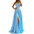 thumbnail image 1 of Vestidos de novia elegantes de satén de corte A y largos para mujer, 1 of 4