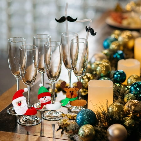 

WeGuard 6 Pcs Wine Glass Charms Markers Tags for Party Cute Cartoon Velvet