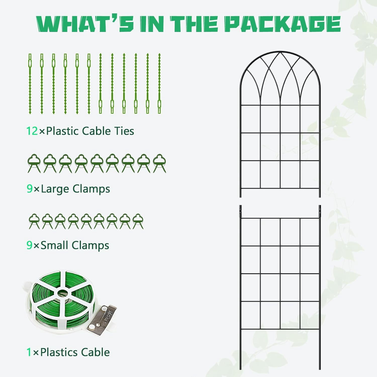 Bronkige 4Pack Metal Garden Trellis for Climbing Plants Outdoor, Metal Plant Trellis for Flowers Tomato Cucumber Rose Vegetable Support Garden Decoration, Green