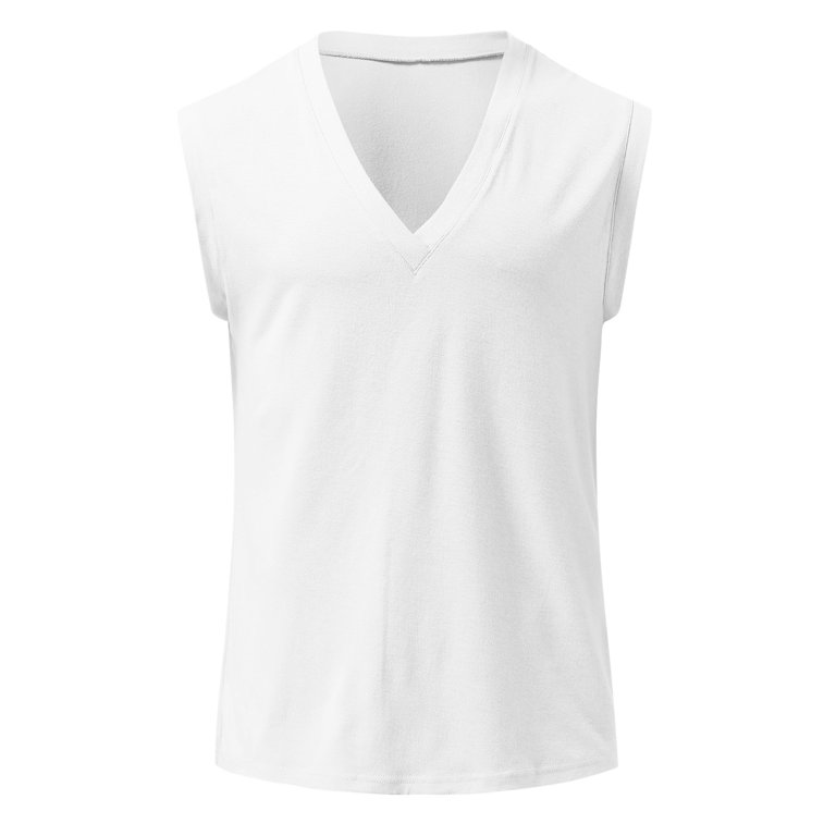 jsaierl Men's Casual Solid Tank Tops Summer V Neck Loose