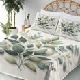 thumbnail image 3 of Ambesonne Eucalyptus Leaves Fitted & Top Sheet Set with Sham, Botanical Art, Sage Green Off White, 3 of 5