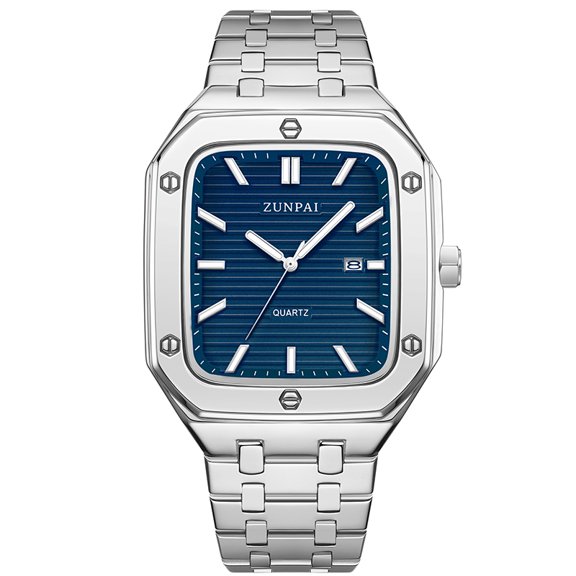 ZUNPAI Watches for Men with Luminous Calendar Waterproof, Men's Wristwatch Fashion Quartz Analog Leather Steel Strap Watch