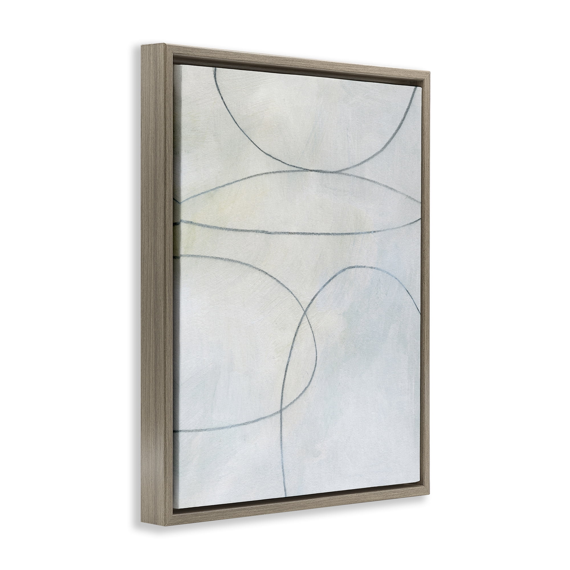 Stupell Industries Oblong Shapes Doodle Abstract Drawing Brown Floater Framed Canvas Art Print Wall Art, 25 x 31