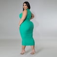 thumbnail image 3 of AURA Women Plus Size Sleeveless Bodycon Dress High Waist Midi Casual Elegant Summer Dress, 3 of 7